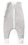 Ehrenkind® Babyschlafsack mit Beinen | Bio-Baumwolle | Ganzjahres Schlafsack Baby Gr. 100 Farbe Grau mit weißen Punkten