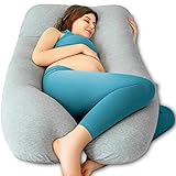 QUEEN ROSE Schwangerschaftskissen Seitenschläferkissen, XXL Stillkissen mit Waschbarem Bezug (Jersey, Grau, 150 × 80 cm)