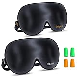 Entligent Schlafmaske Damen und Herren, [2 Stück, M + L] Augenmaske 100% Hautfreundlich Seide Schlafbrille, inkl. Ohrstöpseln, Ideal für Reisen und zu Hause
