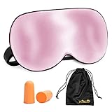 Viedouce Schlafmaske Seide Augenmaske,100% Hautfreundlich Seide Schlafmaske Frauen und Herren, Angenehme Schlafmaske Ideal für Schlaf zu Hause und Auf Reisen (1 Pack- Rosa)