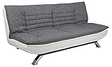 AC Design Furniture Jasper Bettcouch, B: 196 x H: 91 x T: 96 cm, Grau/Weiß, Stoff/PU/Chrom