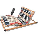 7 Zonen Lattenrost Rhodos® EL | Kopf- und Fußteil elektrisch verstellbar | 44 Leisten Lattenroste | Notabsenkung | TÜV GS | Mittelgurt | fertig montiert | 90x200 cm